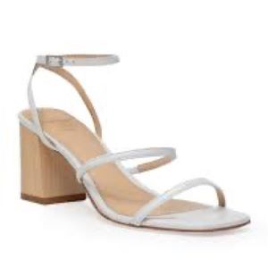 Black Suede Studio Verana Leather Sandal in White, size 38
